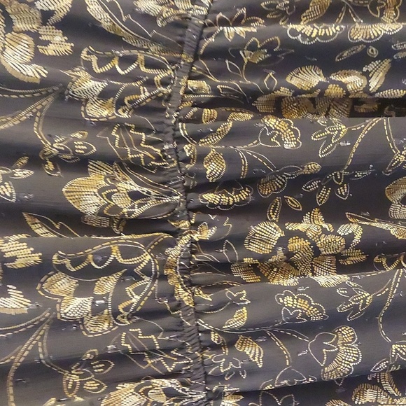 TORRID Chiffon Layered Tie Front Surplice Tunic in Black And Gold - Picture 13 of 15